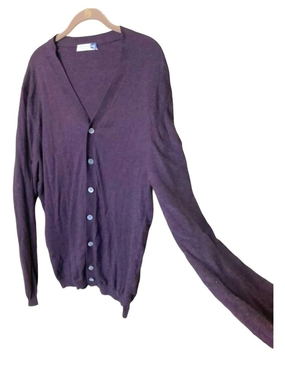 Suit Supply Button Up Cardigan Purple Cotton Cashmere‎ Blend Size XL